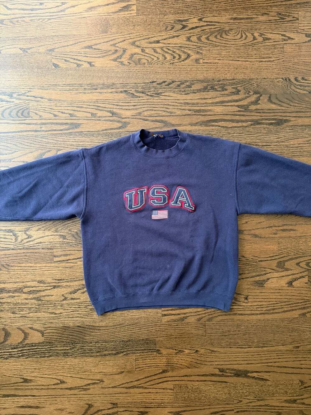 Vintage 90s USA Embroidered Crewneck
Sweatshirt Navy Blue NCC Gold Apparel